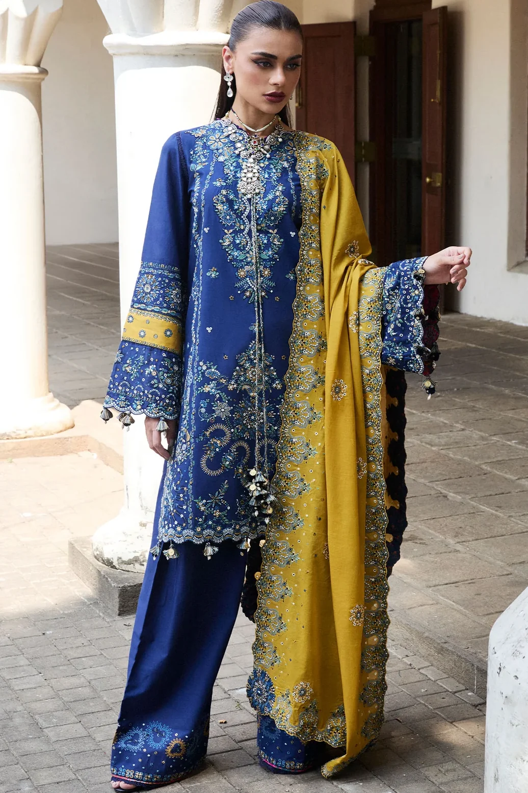 Shrenz Royal Blue Winter Collection Dhanak Replica