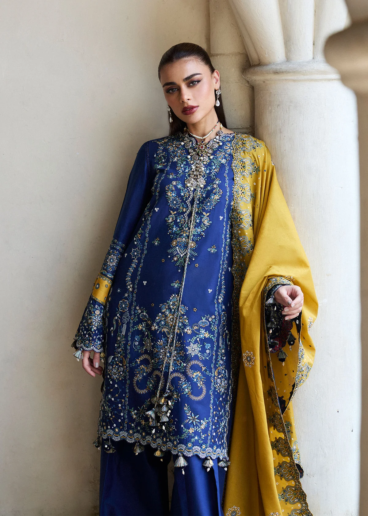 Shrenz Royal Blue Winter Collection Dhanak Replica - Image 2
