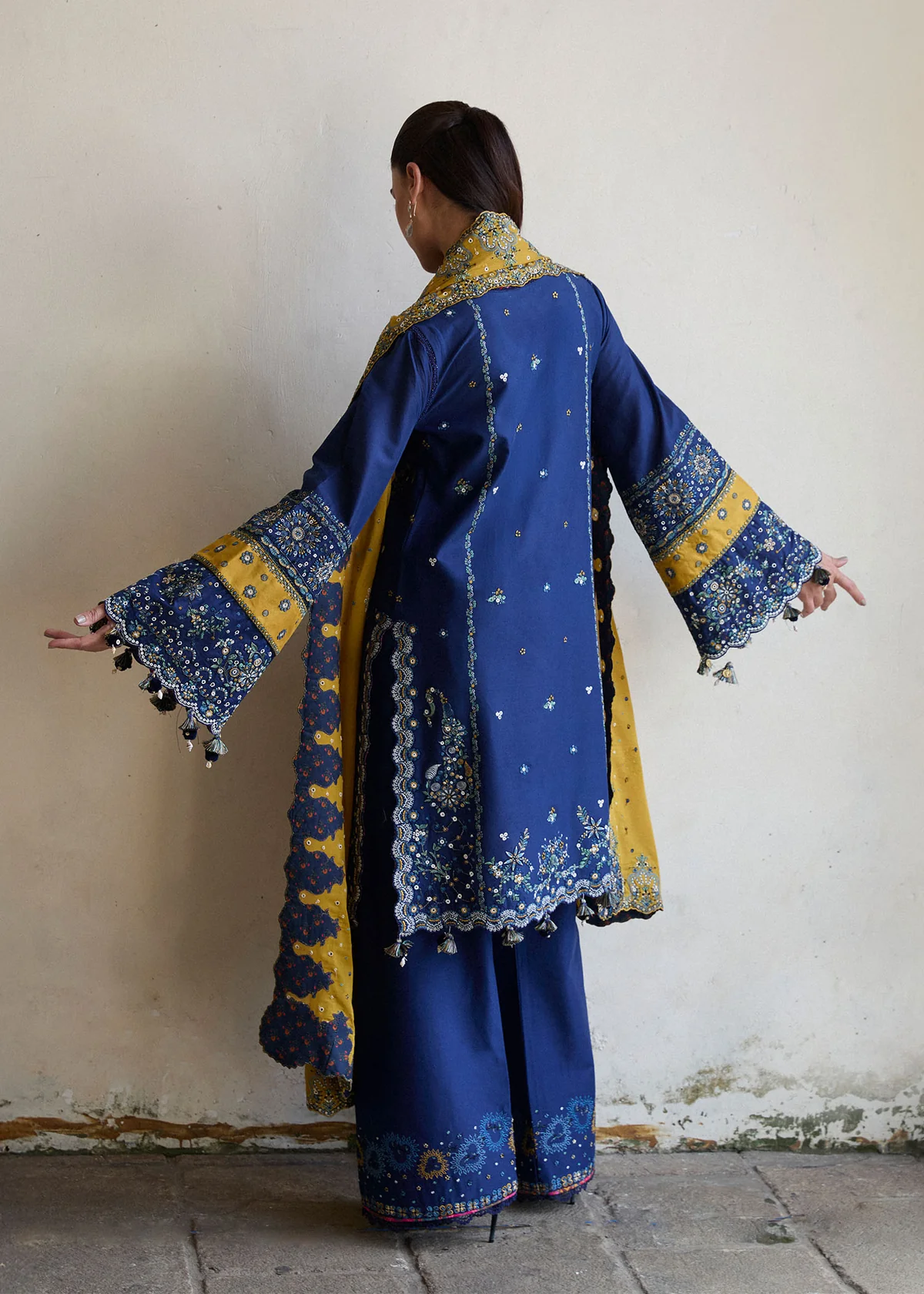 Shrenz Royal Blue Winter Collection Dhanak Replica - Image 3