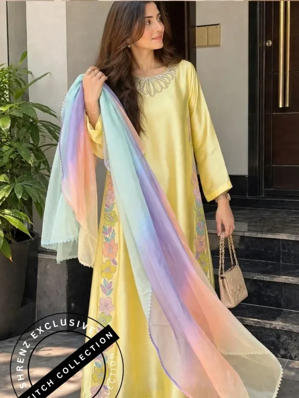 Shrenz 3 Piece Stitched Silk Pret Collection