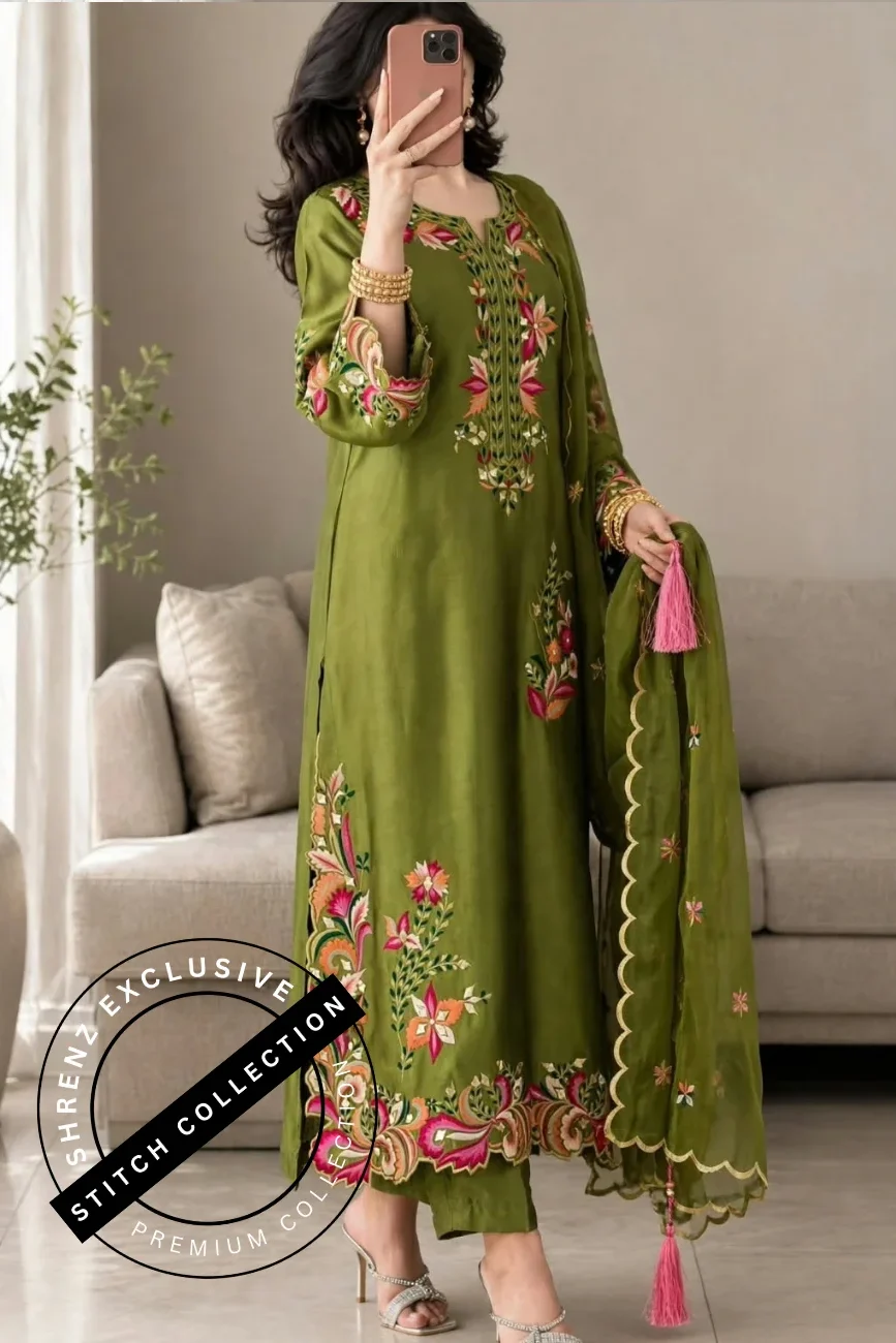 Shrenz 3 Piece Stitched Silk Pret Collection