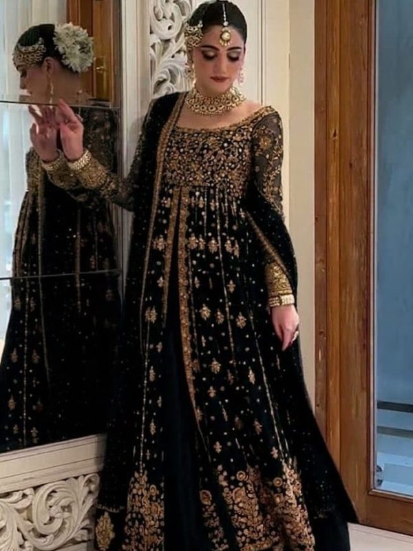 Haris Shakeel Black Net Bridal Collection Replica
