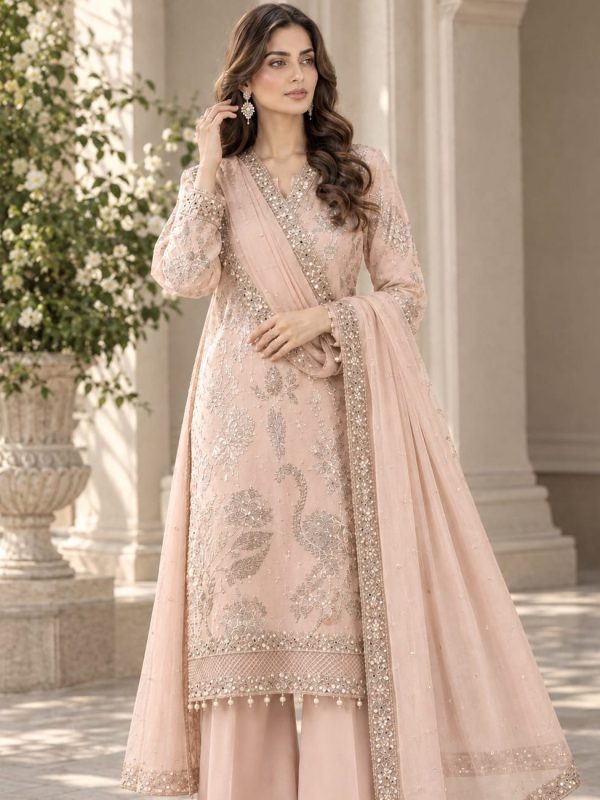 Shrenz Pink Chiffon Formal Collection Replica
