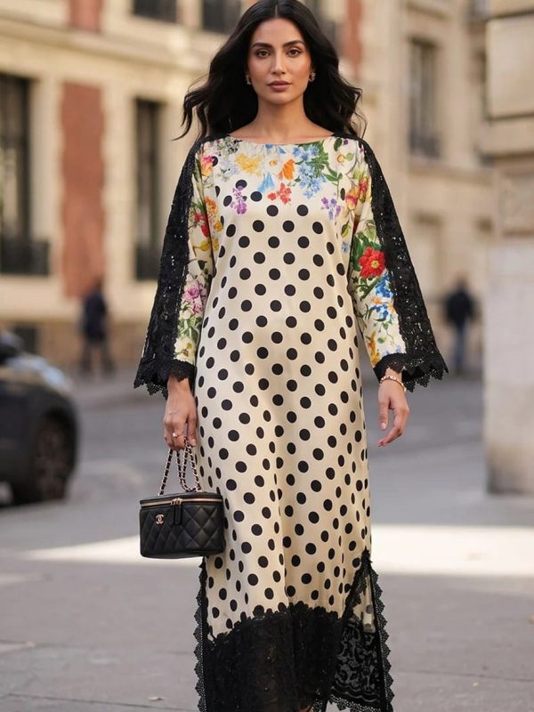 2 Piece Shrenz White Formal Collection Silk Kaftan Replica