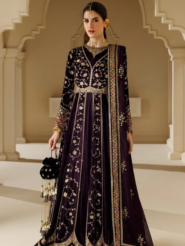 Jazmin Purple Velvet Winter Collection Maxi Replica