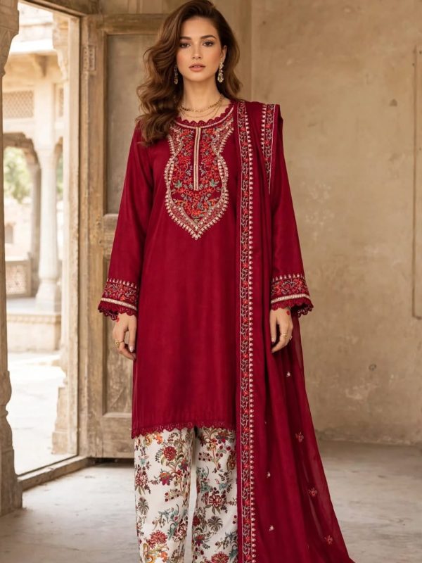 Shrenz Red Winter Collection Dhanak Replica