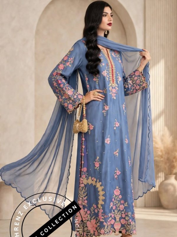 Shrenz 3 Piece Stitched Silk Pret Collection