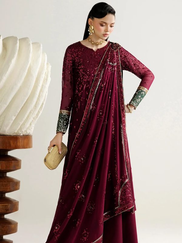 Jazmin Maroon Chiffon Formal Collection Replica