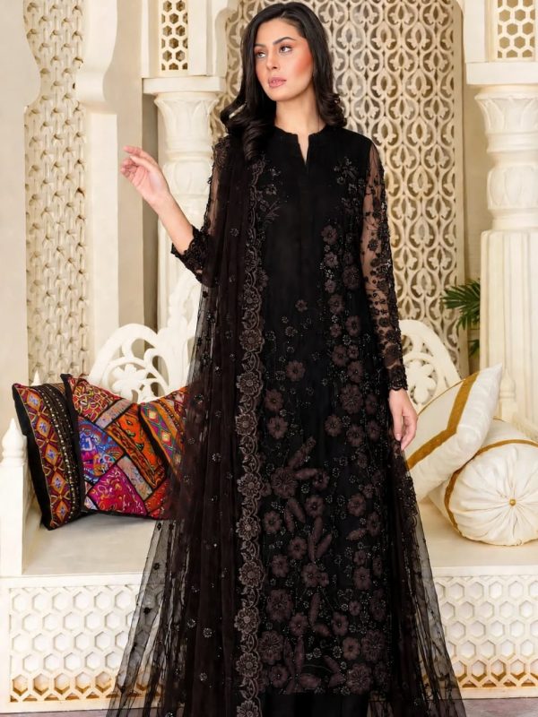 Shrenz Black Soft Net Formal Cutdana Collection Replica