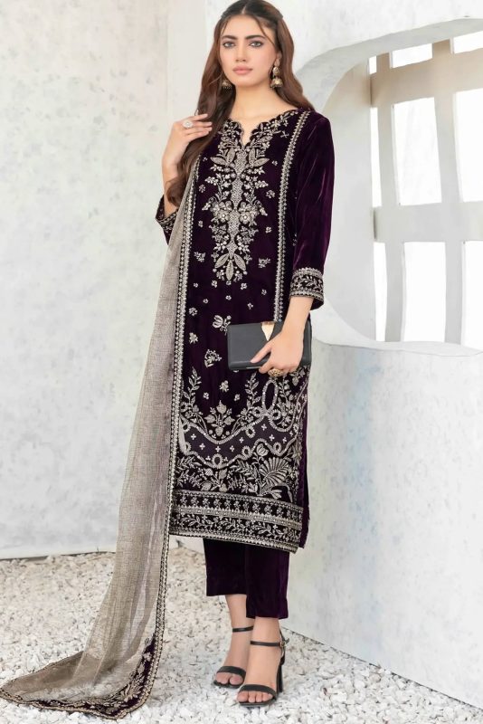 Shrenz Purple Winter Collection Velvet Replica