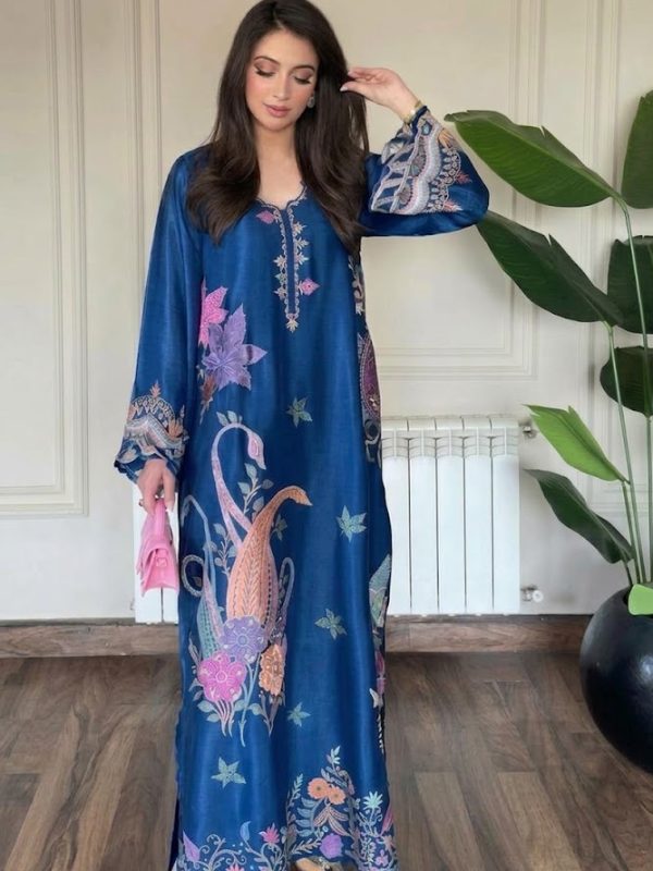 Shrenz Blue Silk Formal Collection Replica
