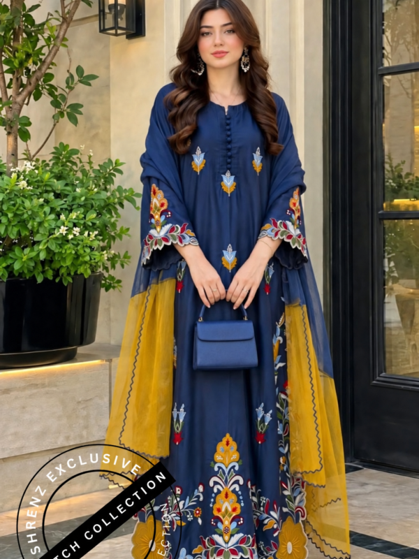 Shrenz 3 Piece Stitched Silk Pret Collection