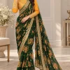 Aneela's Green Chiffon Saree Collection Replica
