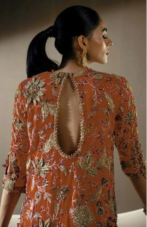 Sana Safinaz Orange Formal Collection Organza Replica - Image 3
